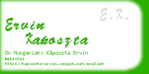 ervin kaposzta business card