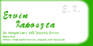 ervin kaposzta business card